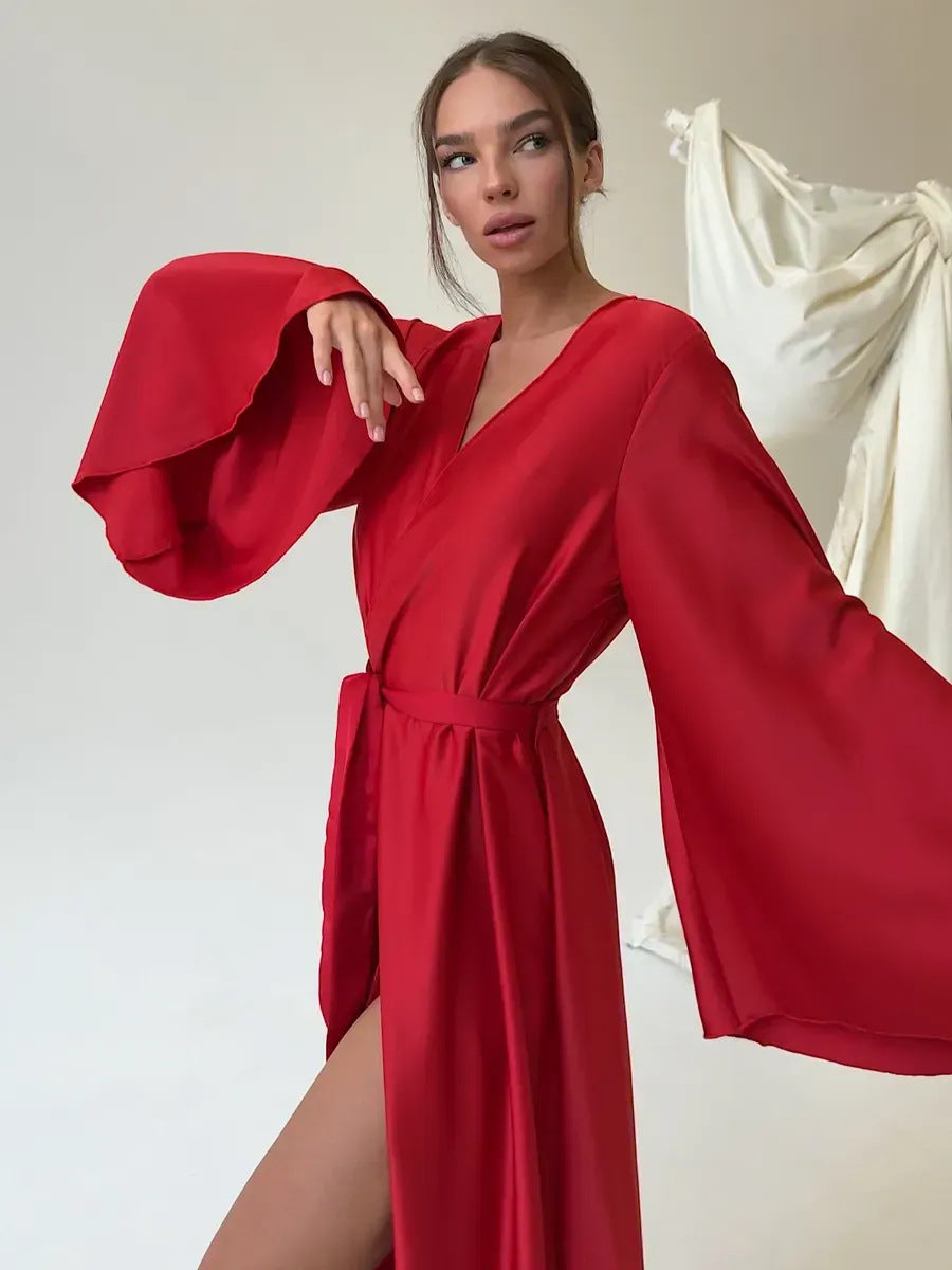 Women's Long Wrap Robe