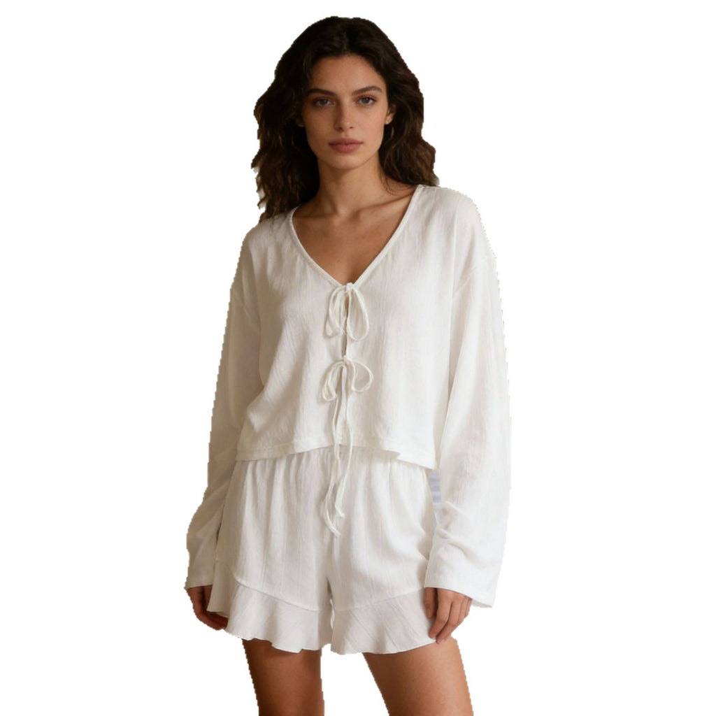 Women's Tie Front Pajama Set